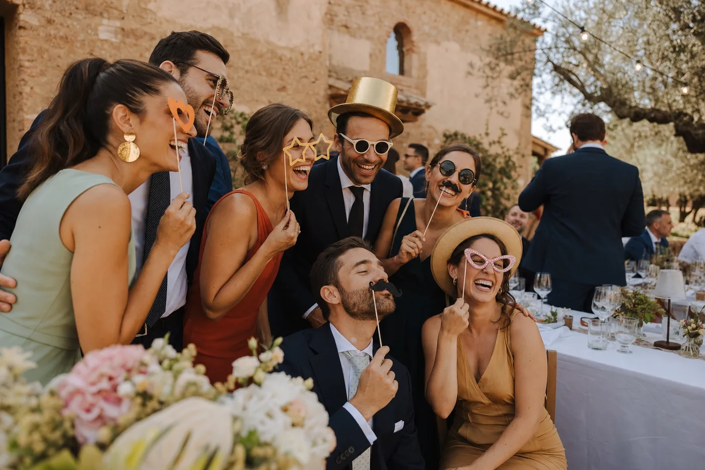 Invitados en fotomatón en boda Tarragona